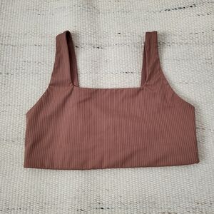 Girlfriend Collective Rib Tommy Ribbed Bra in Rye Size Medium